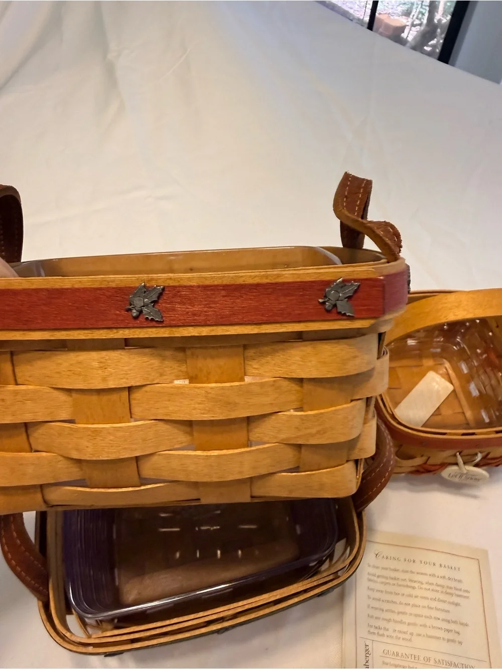 VTG 2000-2006 Longaberger woven Holiday baskets (3) w/protective liners